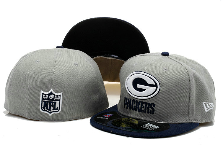 Green Bay Packers Grey Fitted Hat 60D 0721
